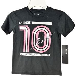 Messi Collection Athletic Crew NeckKids Black and Pink Graphic T-Shirt Sz 5 NWT